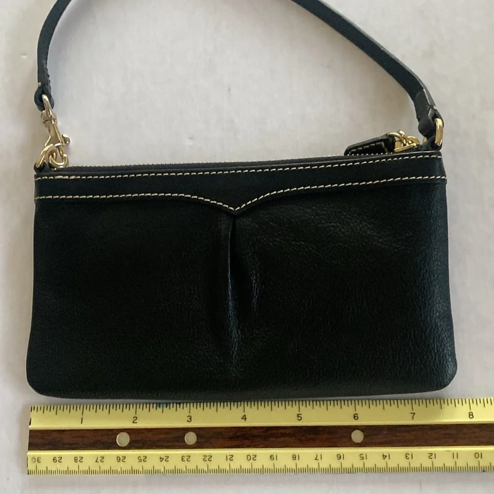Dooney & Bourke Black Leather Wristlet with Red Interior NWOT